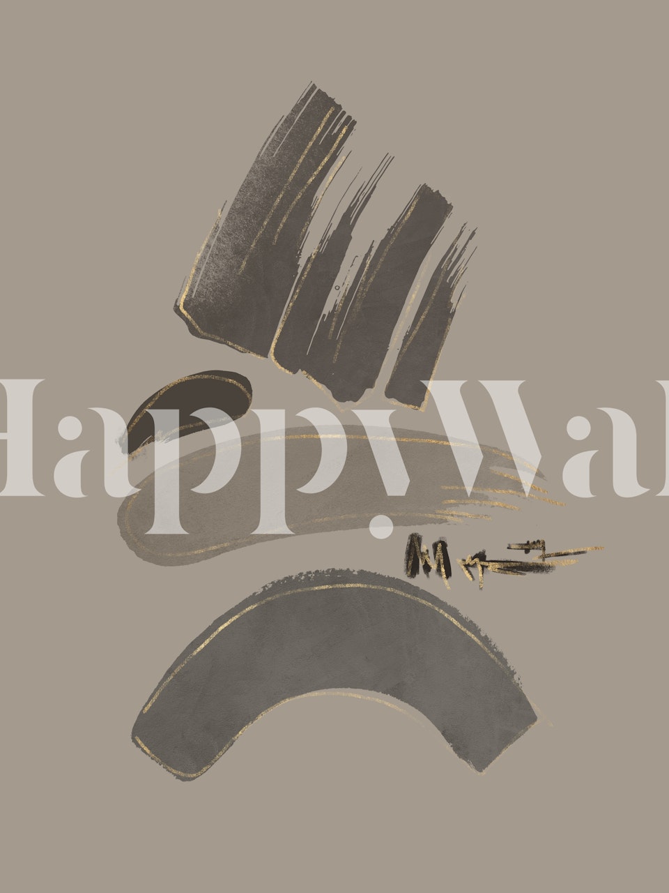 Papier peint abstrait Nardo Grey V avec des coups de pinceau minimalistes