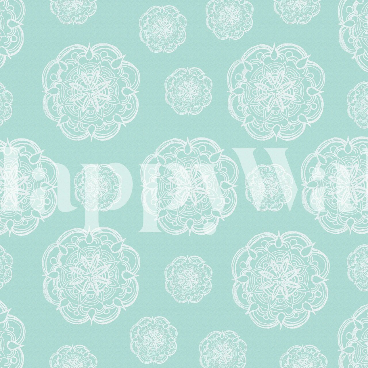 Mint floral mandala design in soft mint color wallpaper