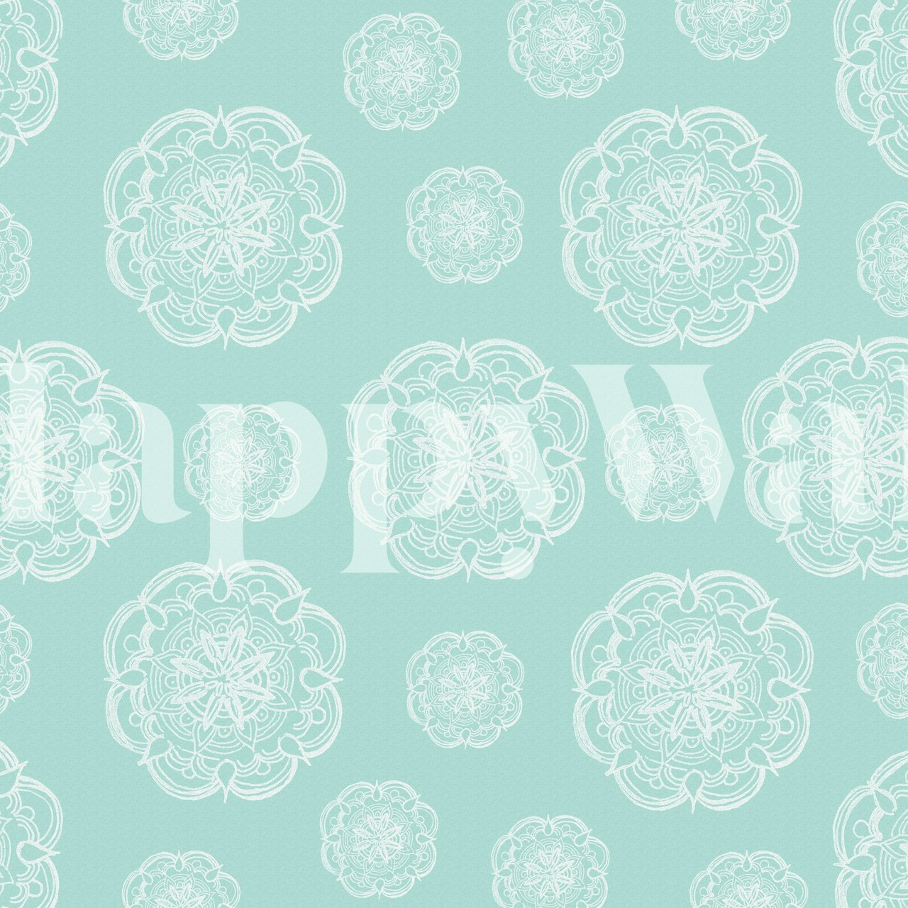 Papier peint Mint Flower Mandala 2 dans une pièce