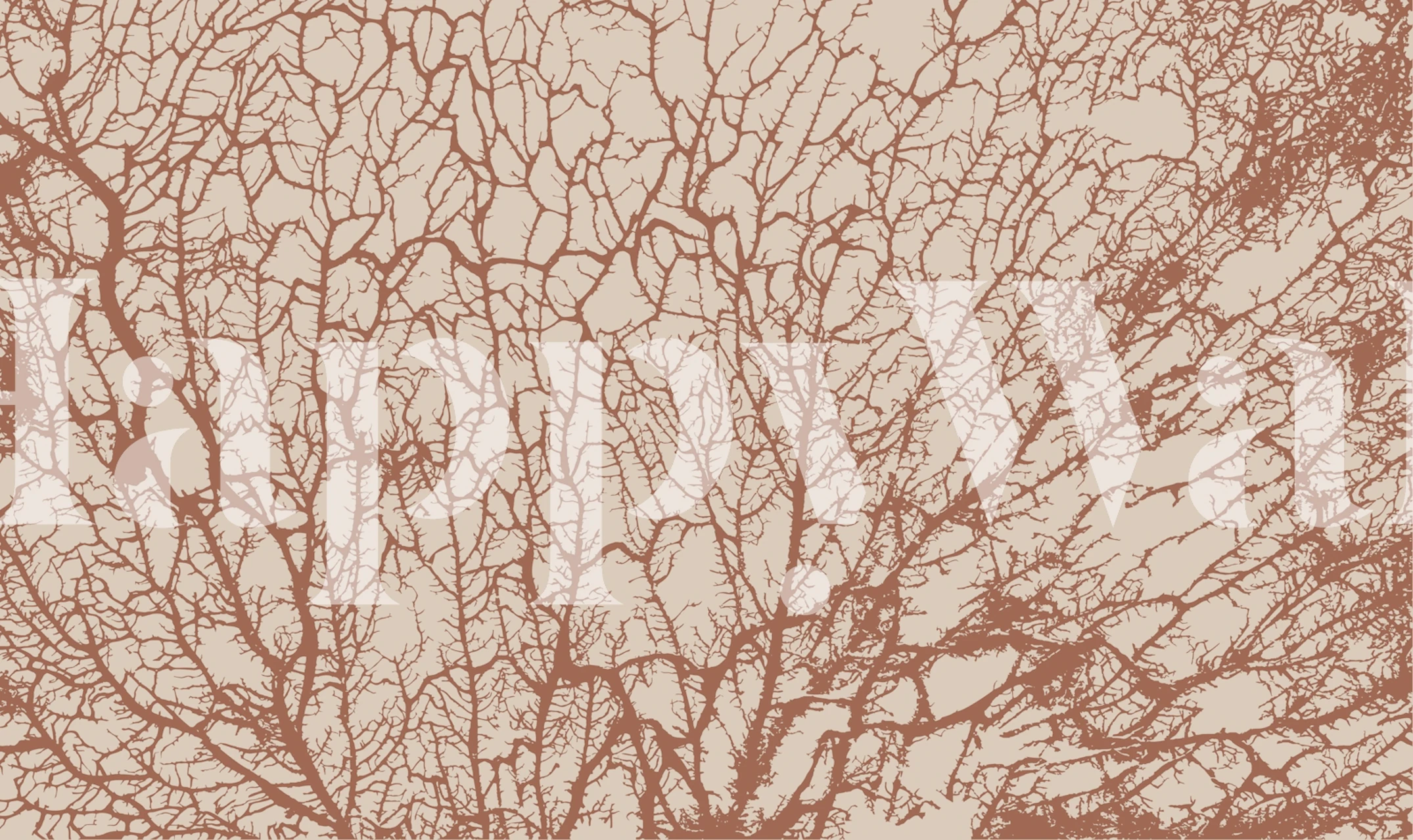 Warm Beige and Brown Tree Branch Wallpaper