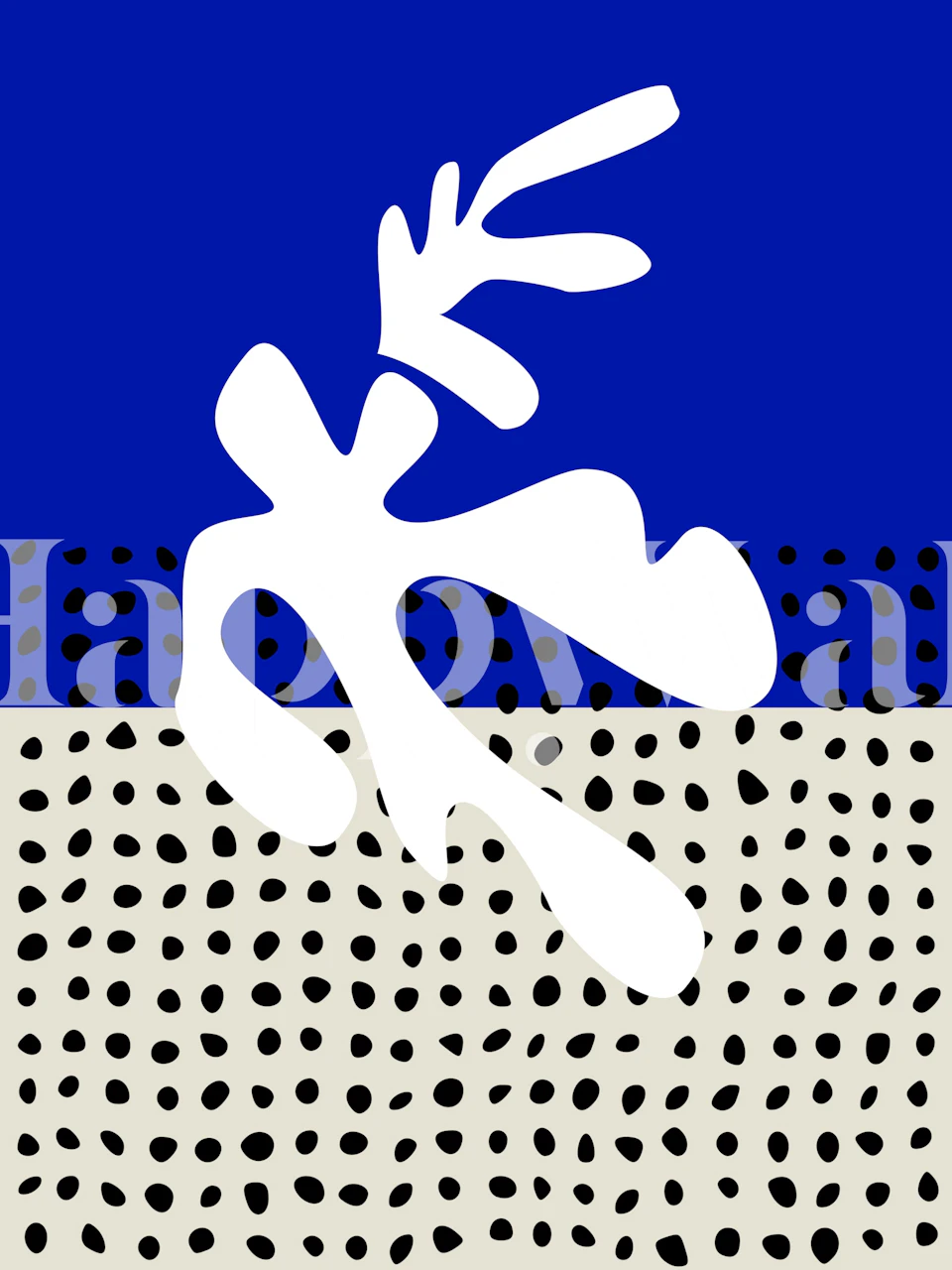 Matisse Inspired Blue Abstract wallpaper in a room