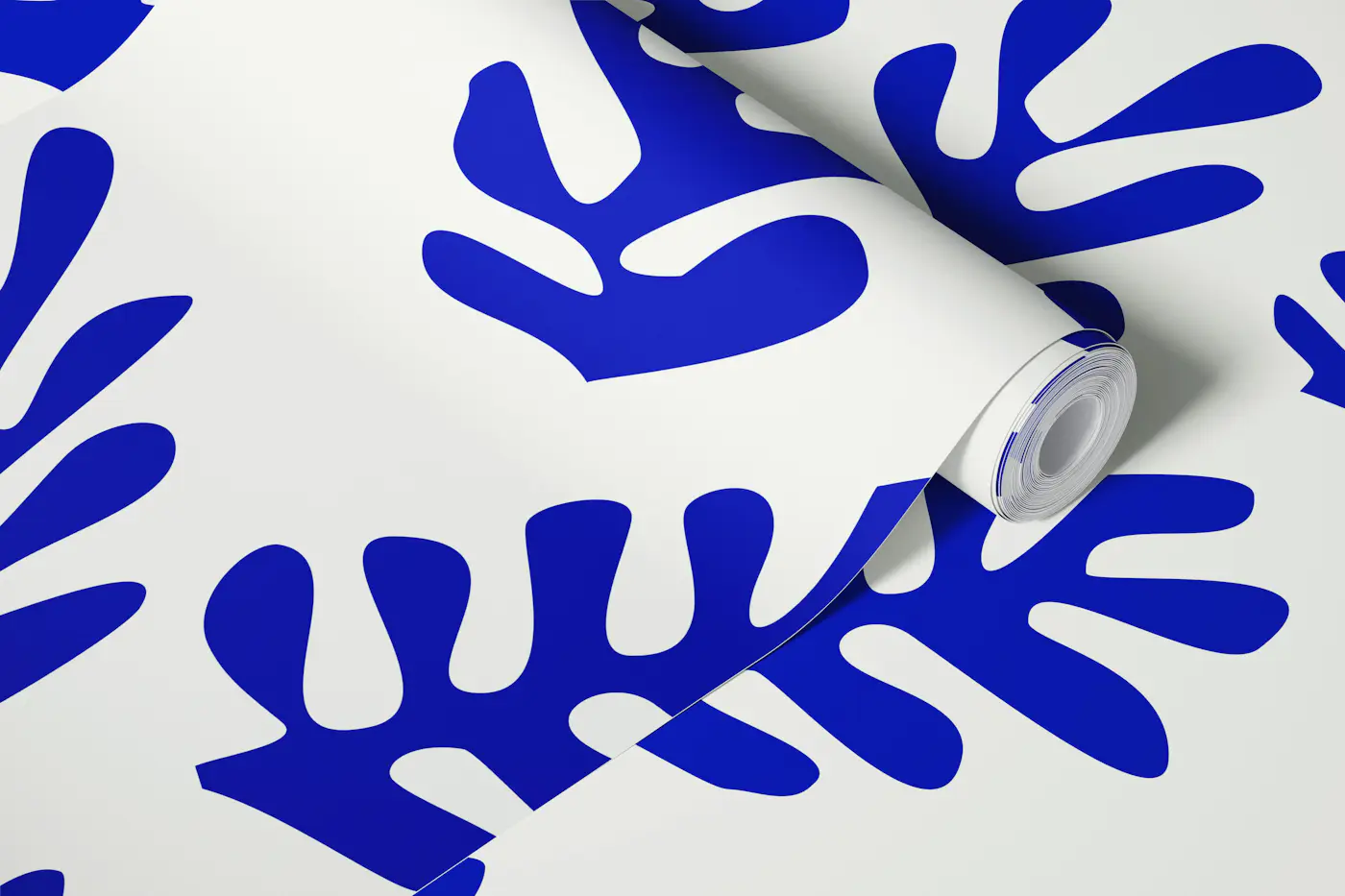 Blue Matisse Inspired Leaf wallpaper roll