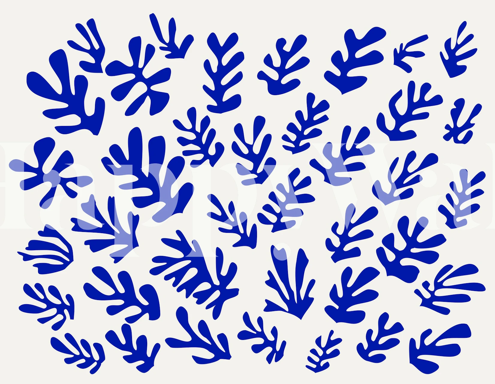 Tapeta Blue Matisse Inspired Leaf u sobi