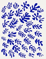 Blue Matisse Style Leaves carta da parati