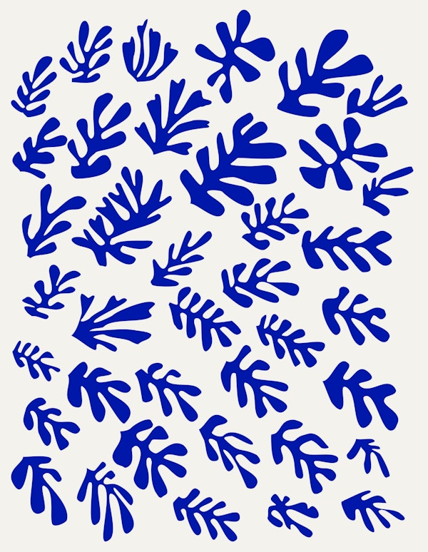 Blue Matisse Style Leaves