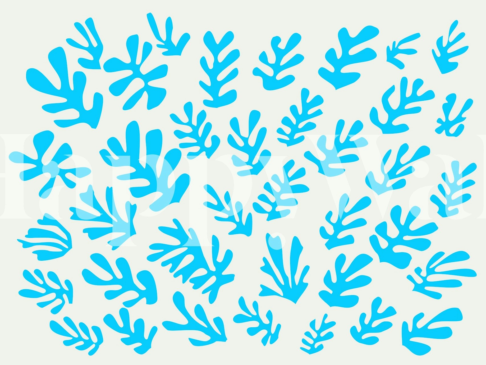 Matisse Style Aqua Leaves tapet vist i et rom