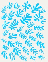 Aqua Blue Matisse Style Leaf carta da parati