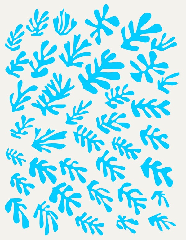 Aqua Blue Matisse Style Leaf