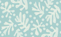 Aqua Blue Matisse Style Leaf behang