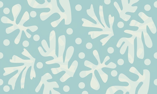 Aqua Blue Matisse Style Leaf