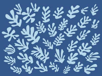 Aqua Blue Leaves tapet