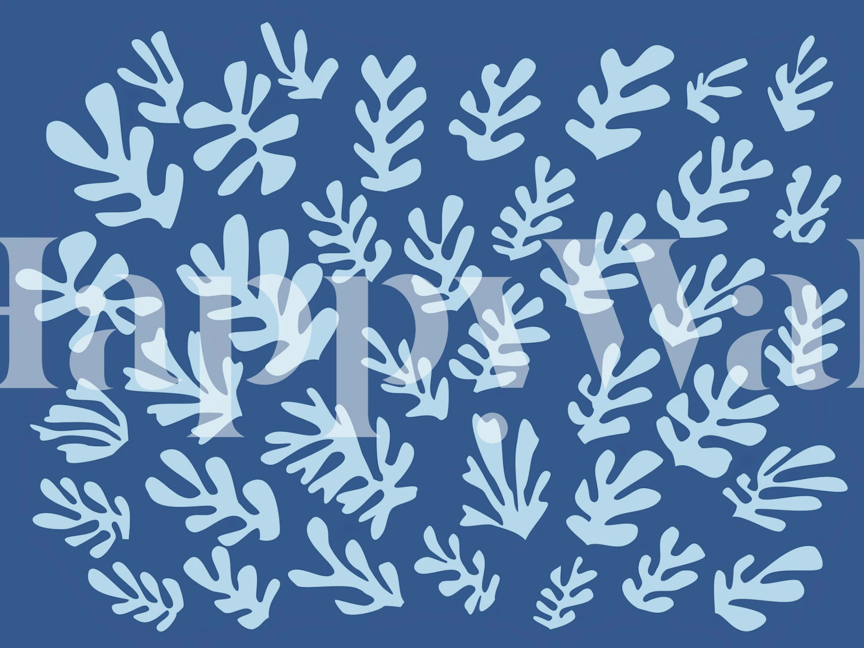 Tapeta s uzorkom Aqua Blue Leaves u sobi