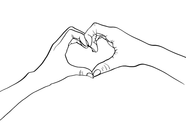 Hand Hearts Line Art