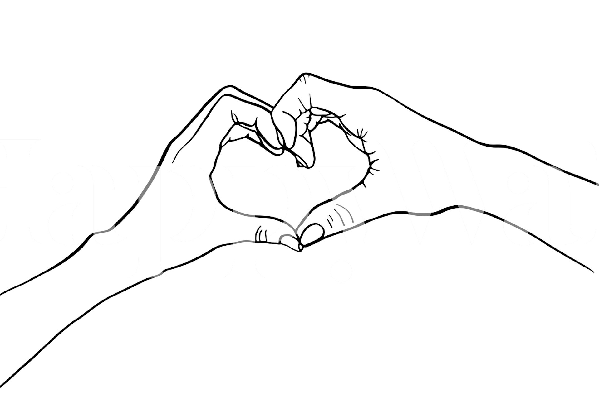 Hand Hearts Line Art tapet i ett rum
