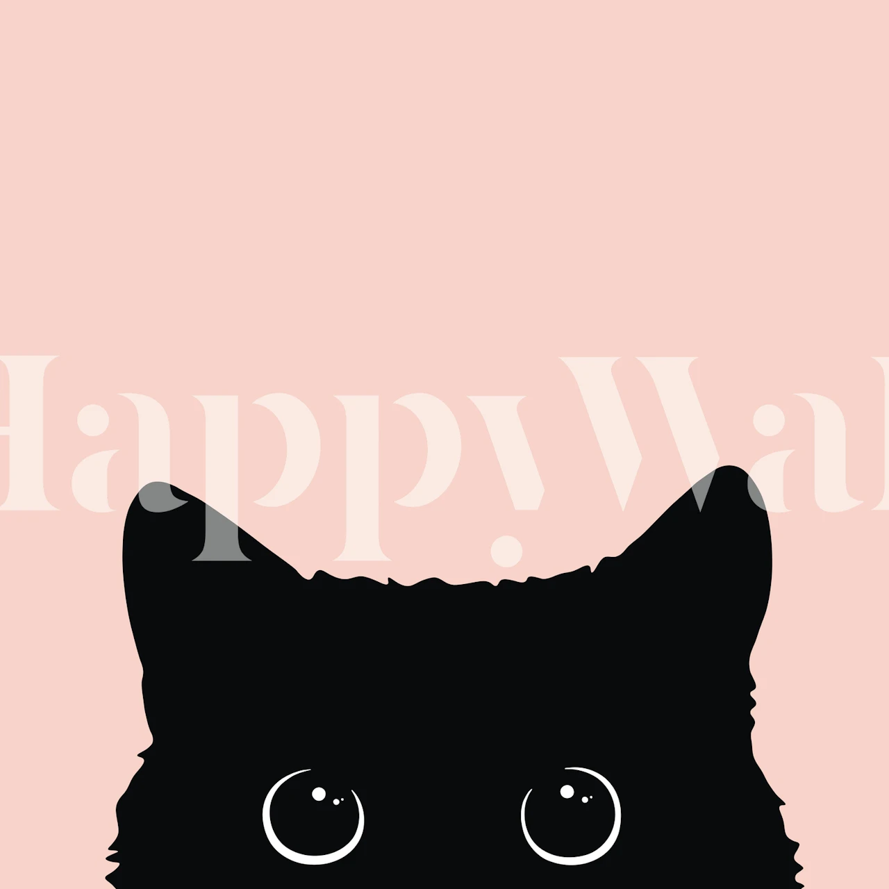 Black cat with big eyes against a pink background wallpaper