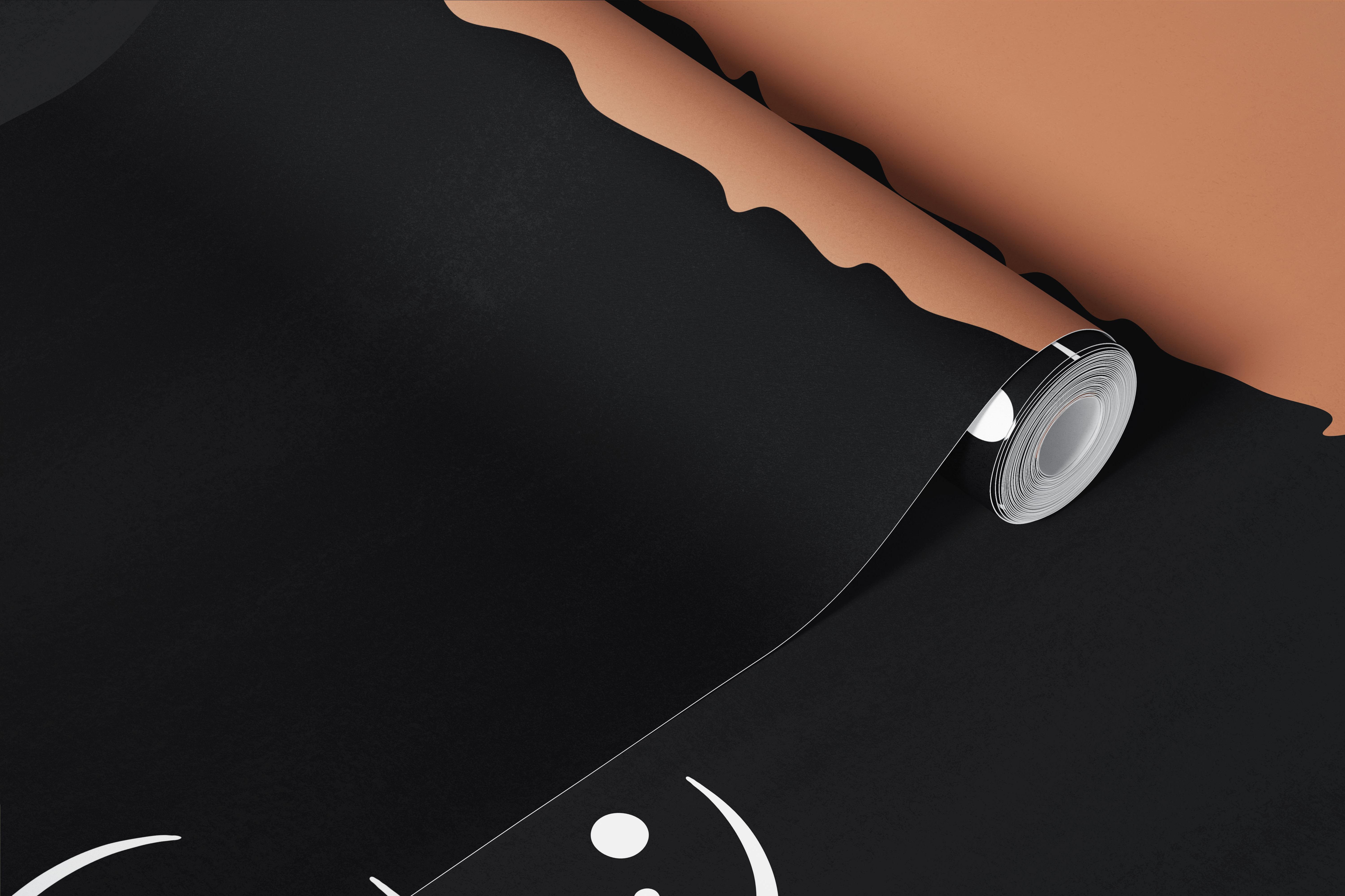 Minimalist black cat silhouette with captivating eyes wall mural