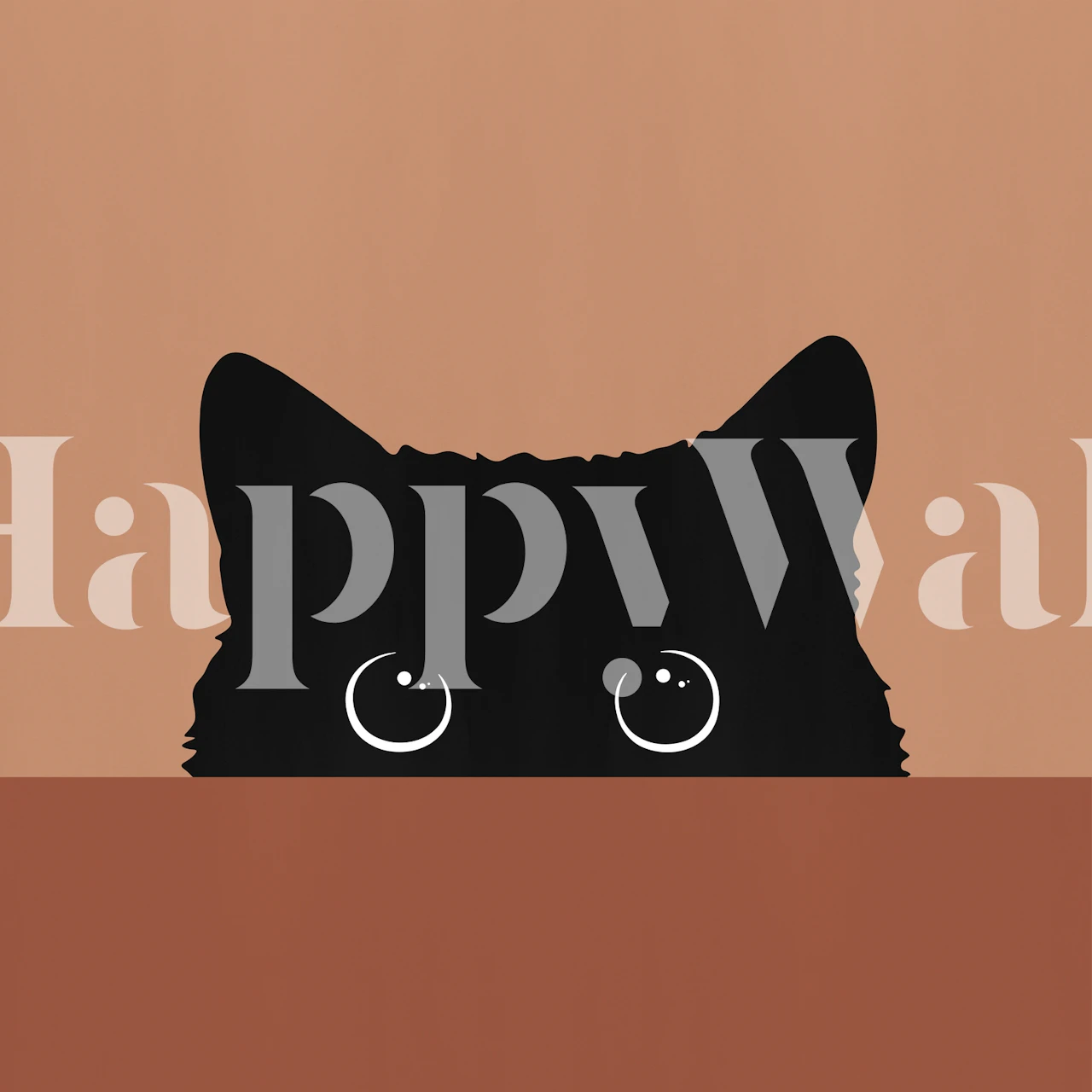 Minimalist black cat silhouette with captivating eyes wall mural