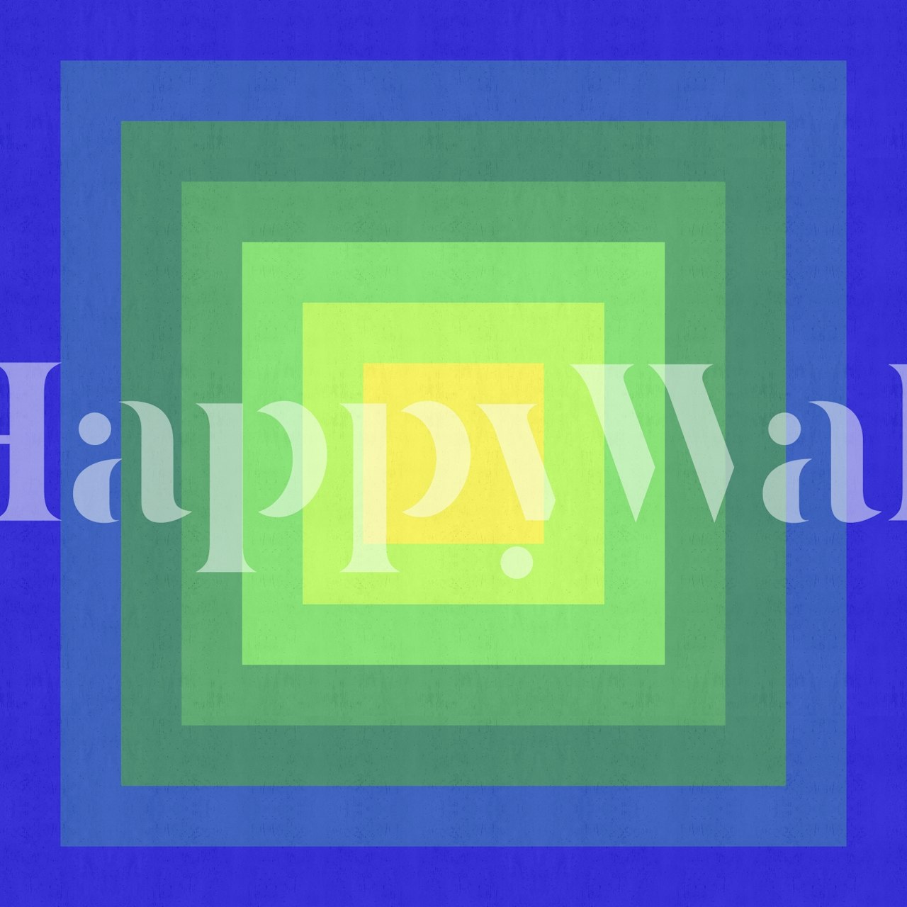 Wall mural of an abstract gradient tunnel design with squares in blue to yellow shades.