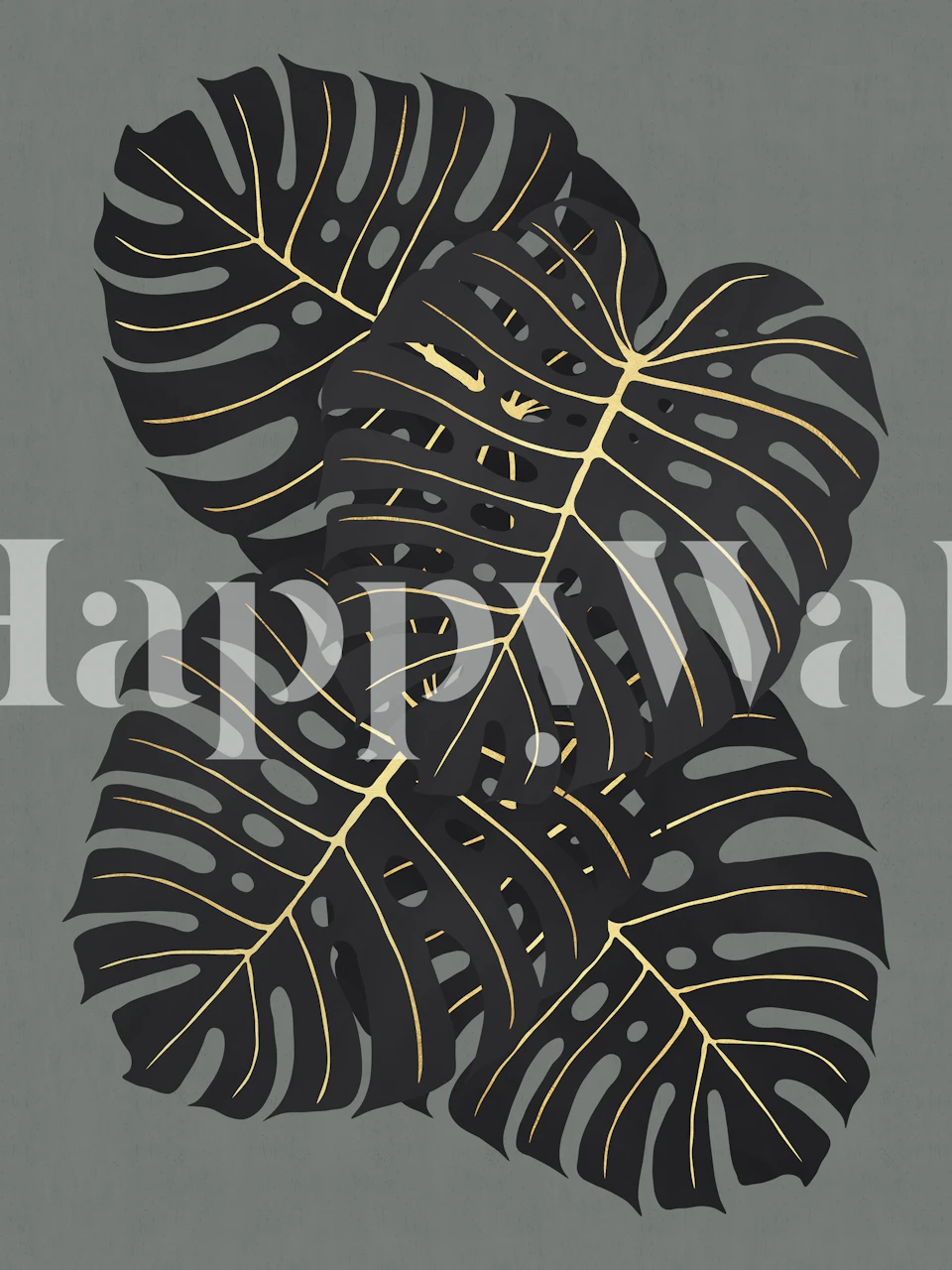 Papier peint mural Veines dorées sur feuilles sombres pour une décoration intérieure élégante