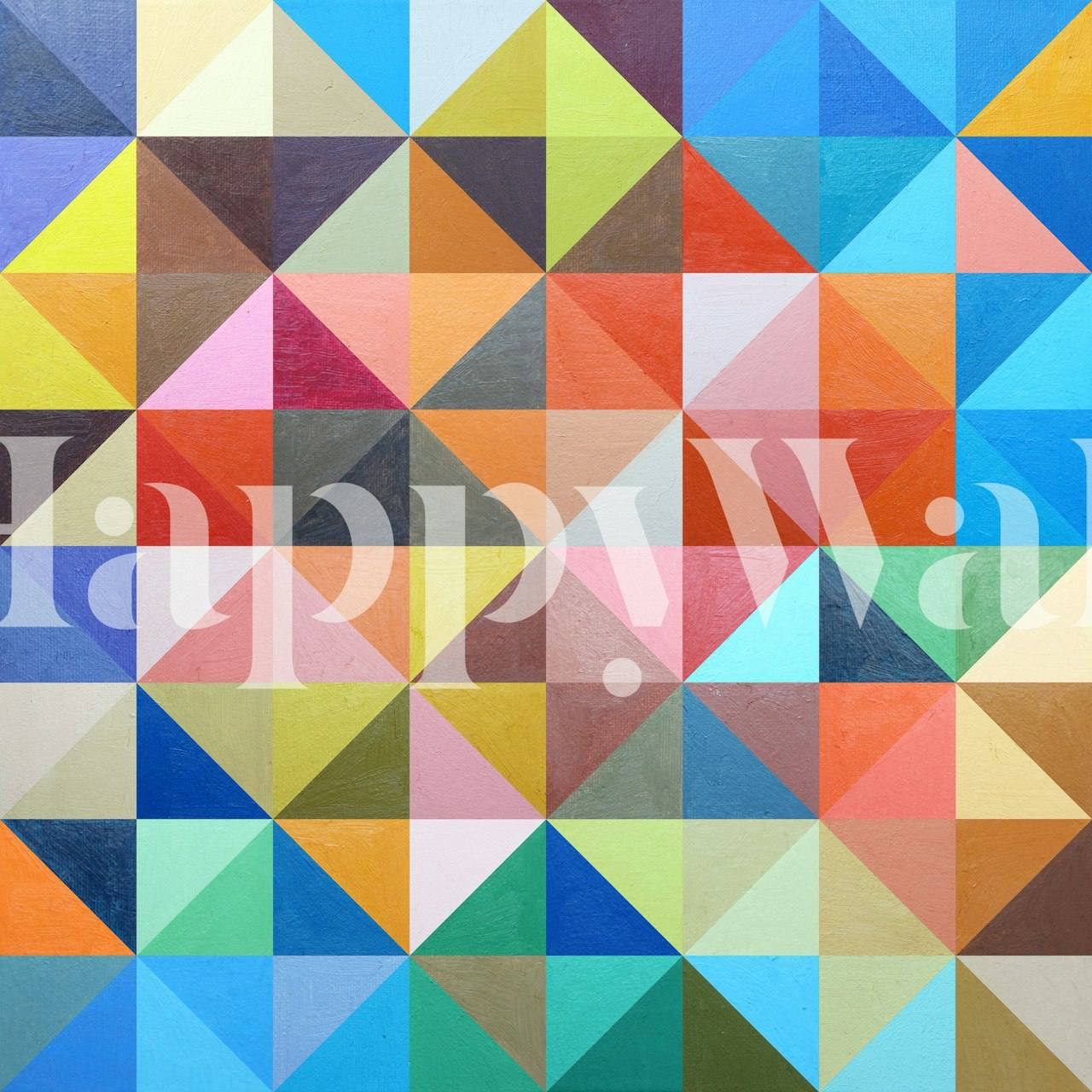 Colorful geometric wallpaper in a room