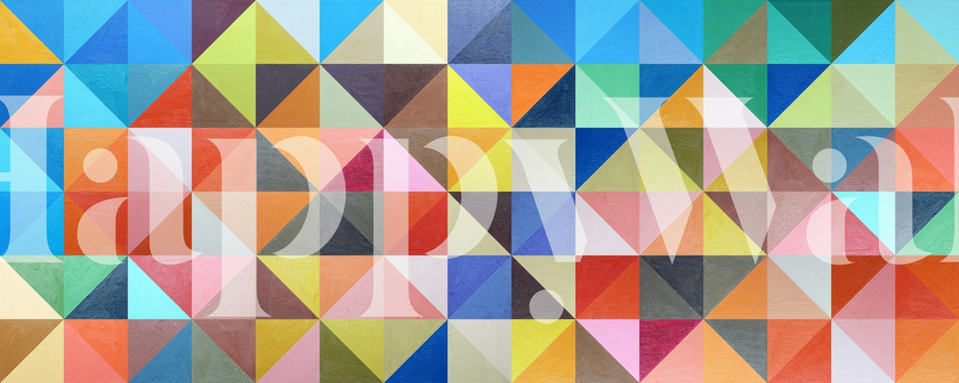 Geometrisk tapetdesign i et rum