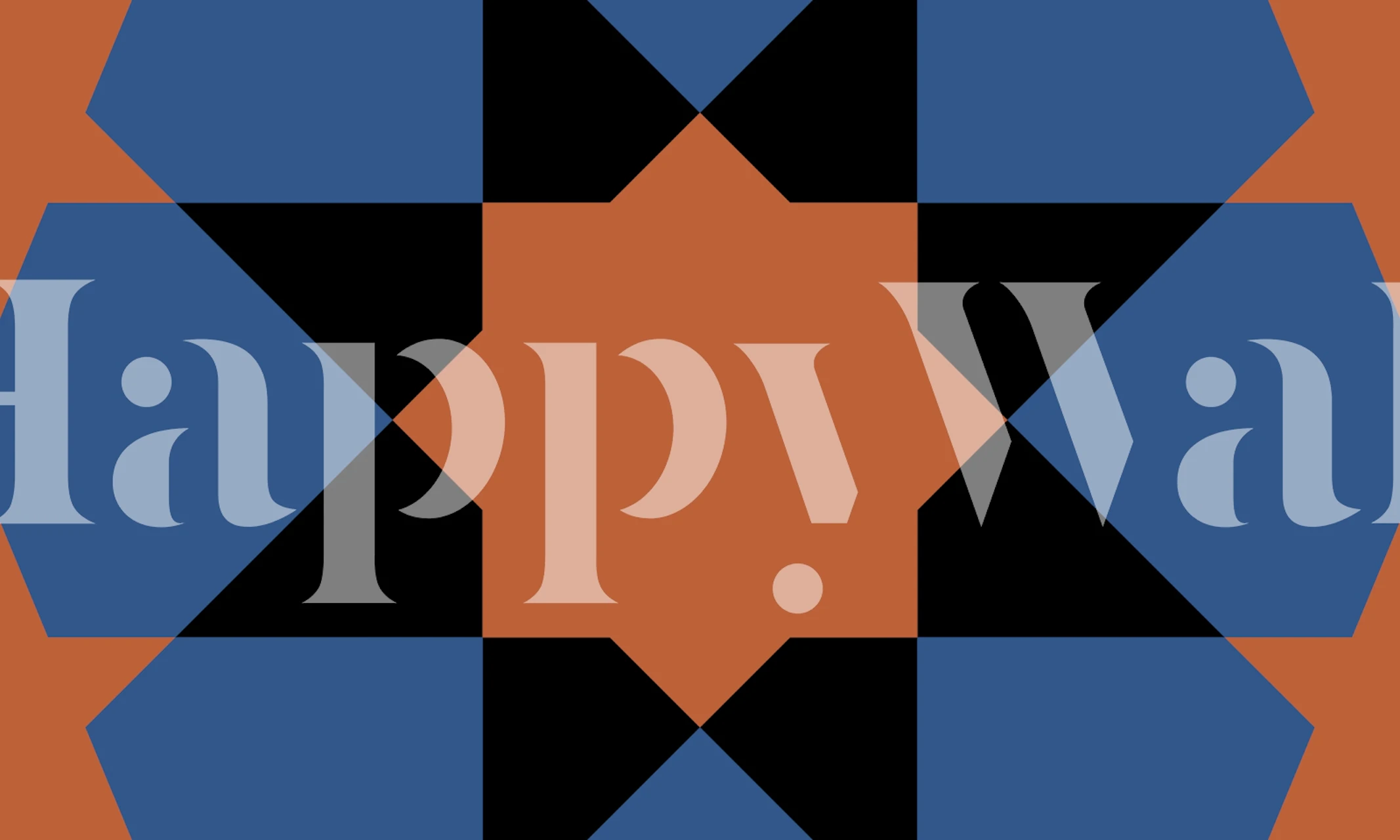 Midcentury Flower geometric floral wall mural in blues and oranges