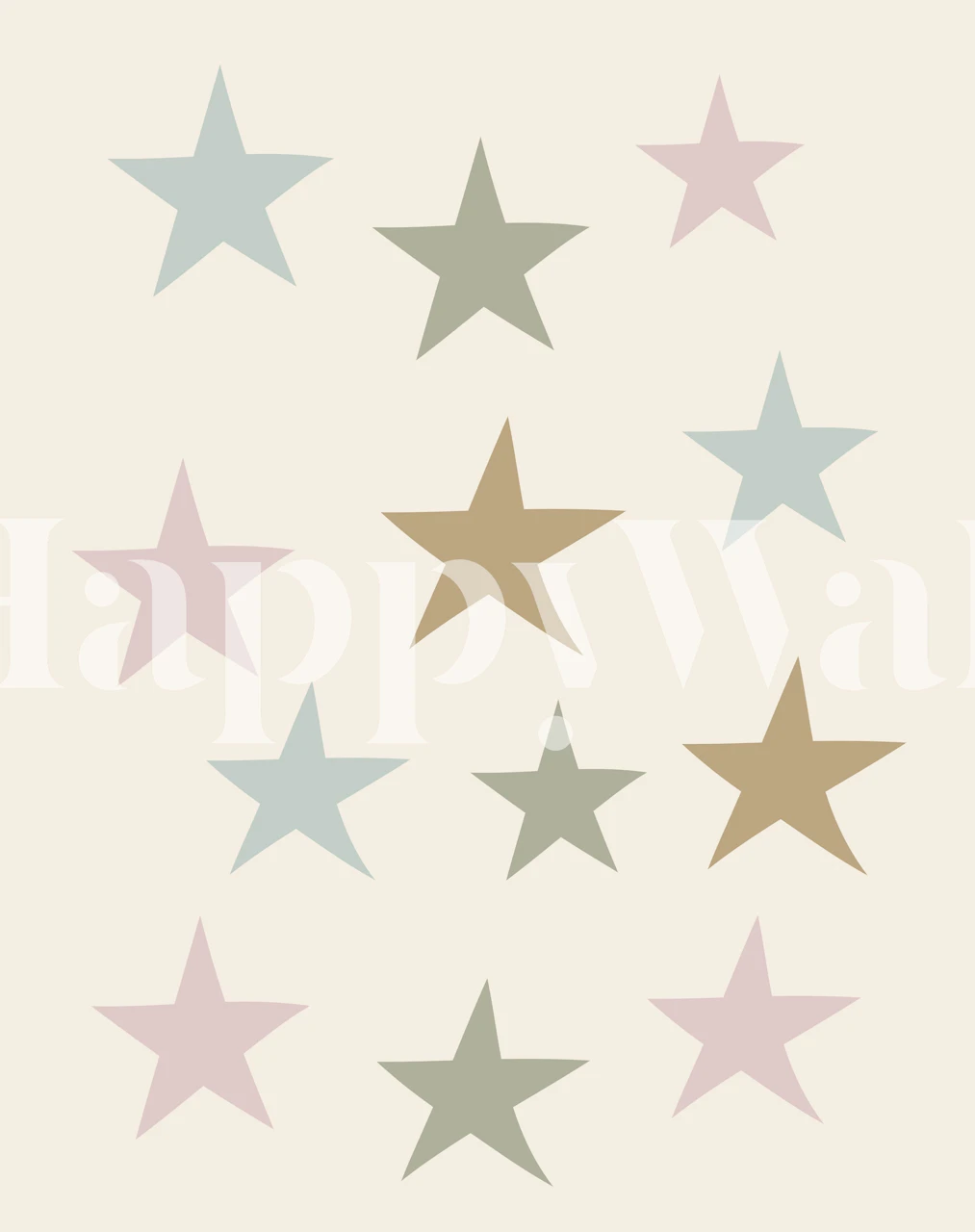 Pastel-colored stars wall mural with vintage retro vibe
