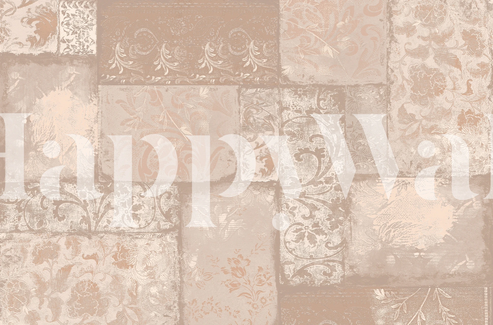 Bohemian Patchwork blush beige tapet i et rum