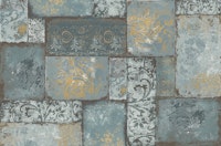 Bohemian Patchwork slate blue behang