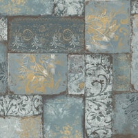 Bohemian Patchwork slate blue wallpaper