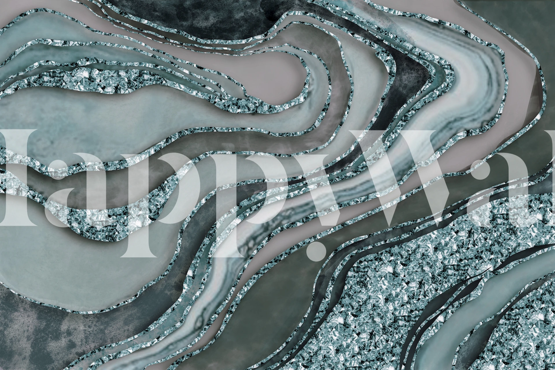 Papel de parede Crystal Marble Gemstone Mint em um quarto