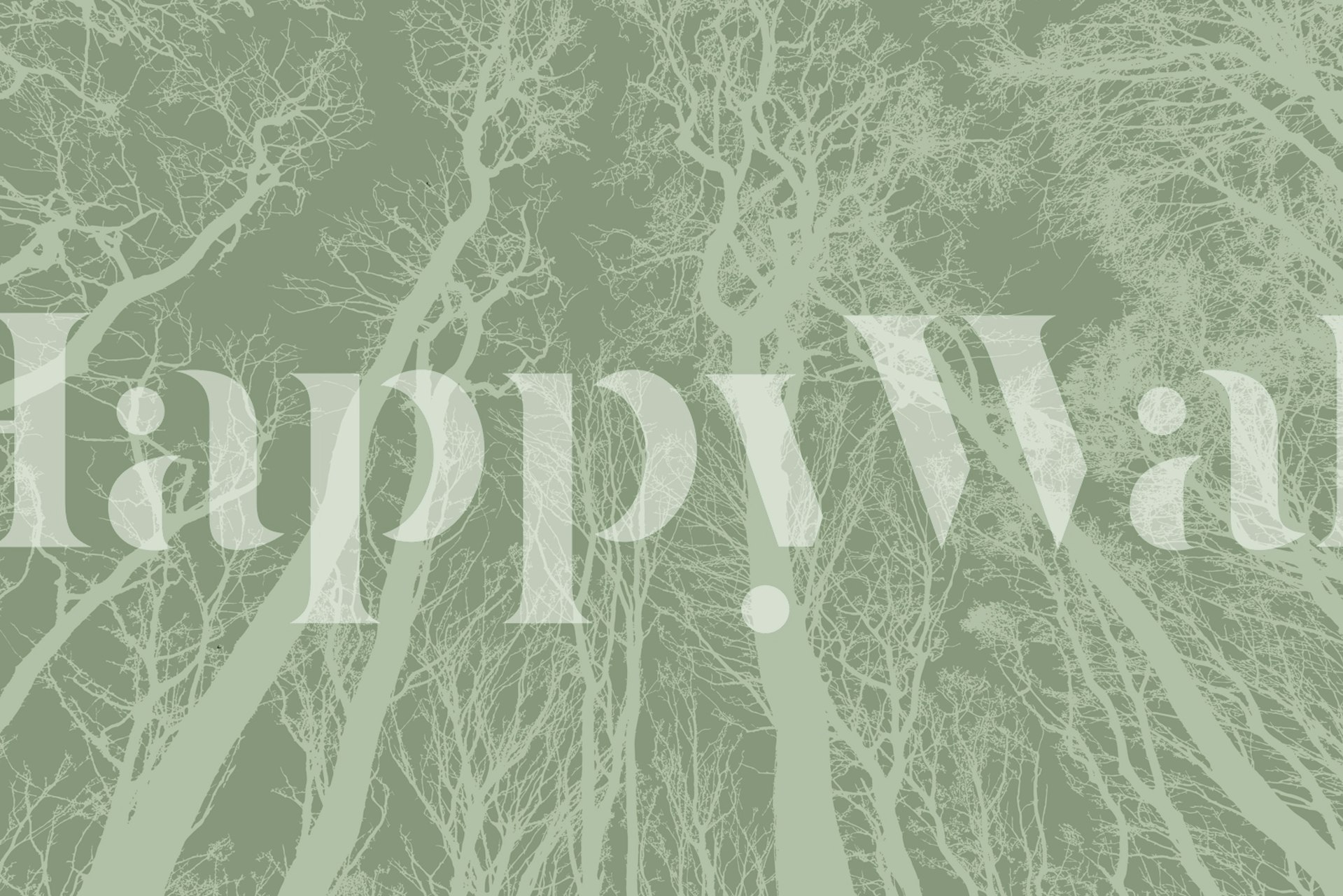 Bare tree branches against soft green background wallpaper