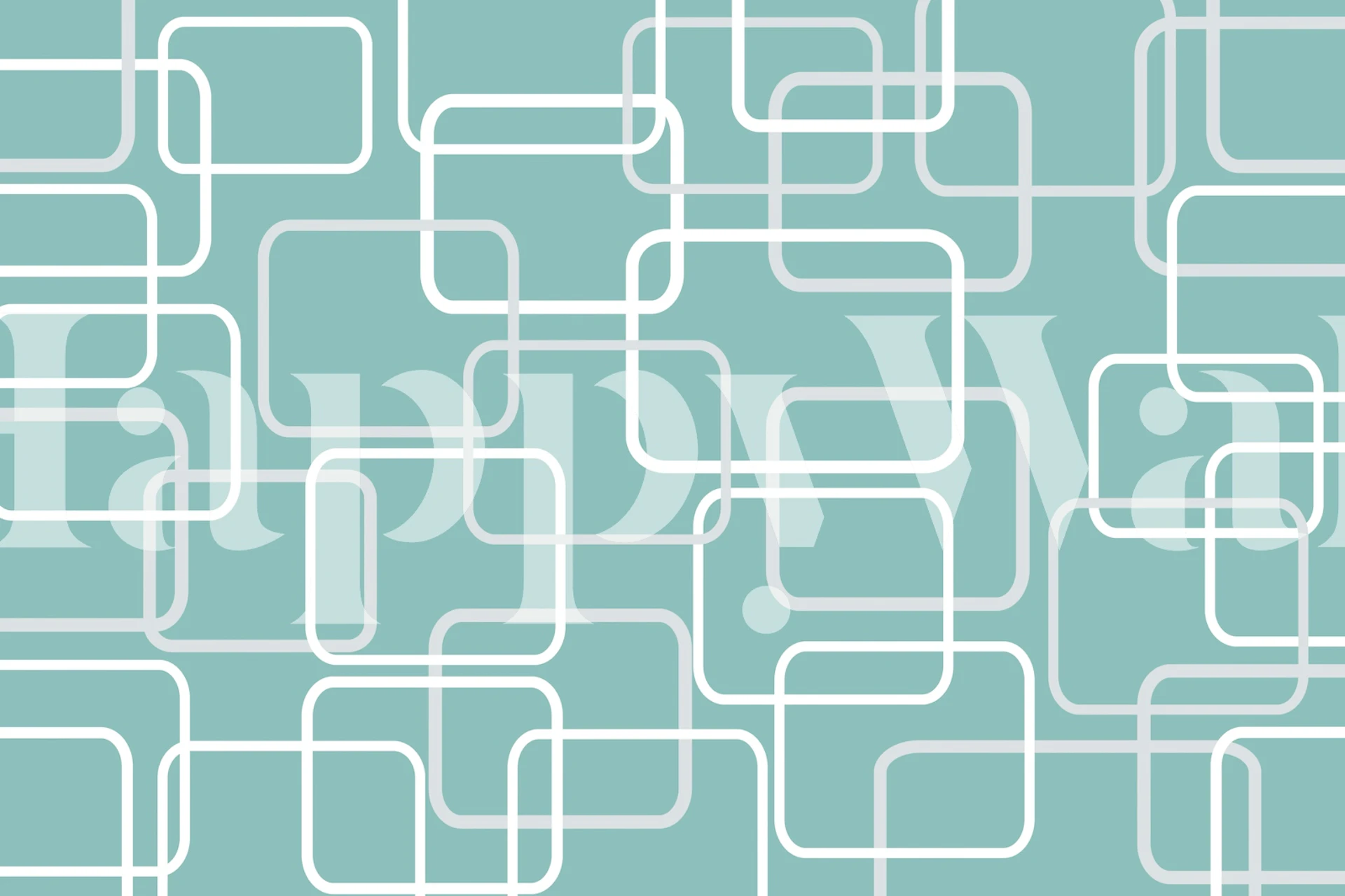 Geometric overlapping white rectangles on an aqua background wallpaper