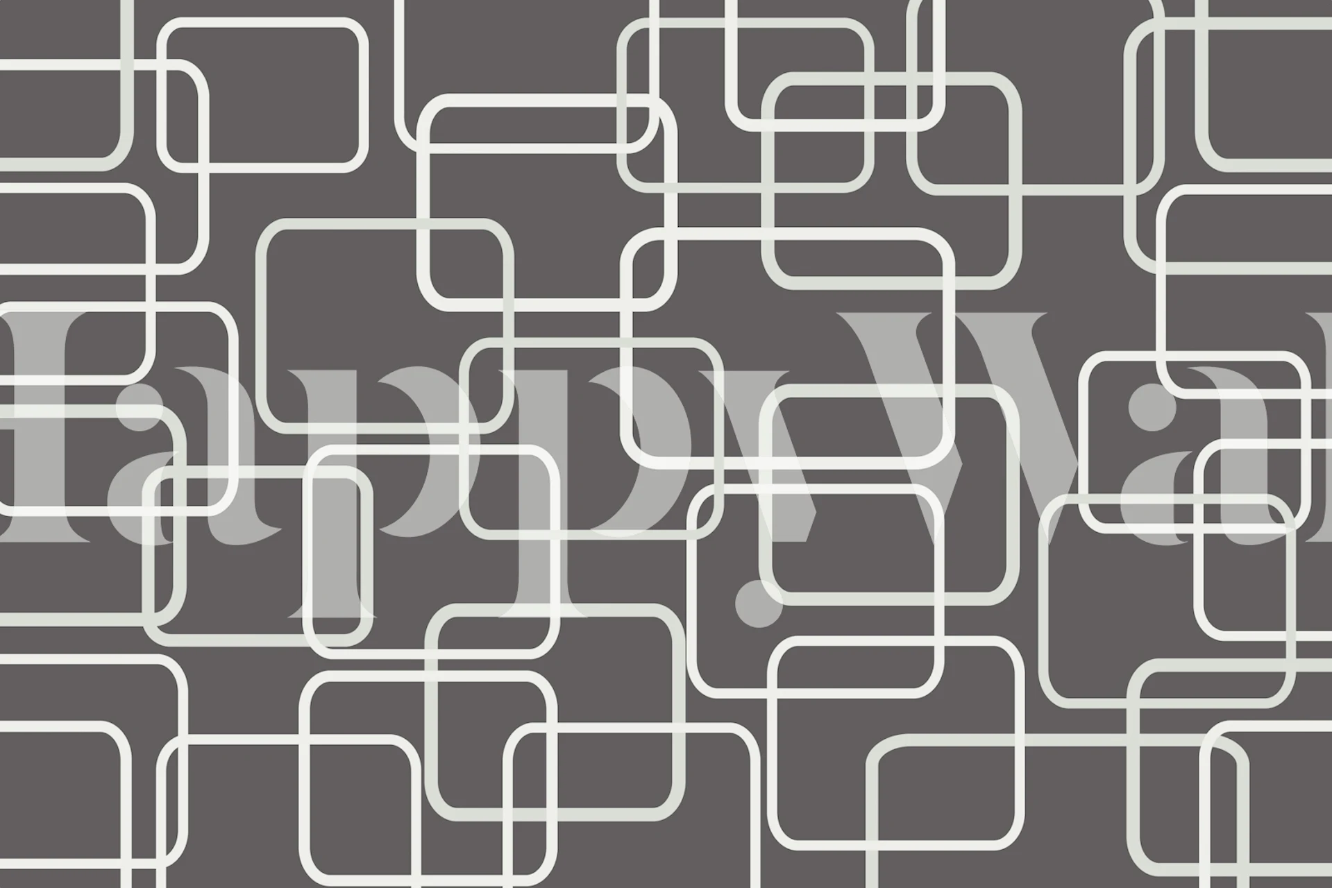 Mid century geometric pattern in white on charcoal gray wallpaper