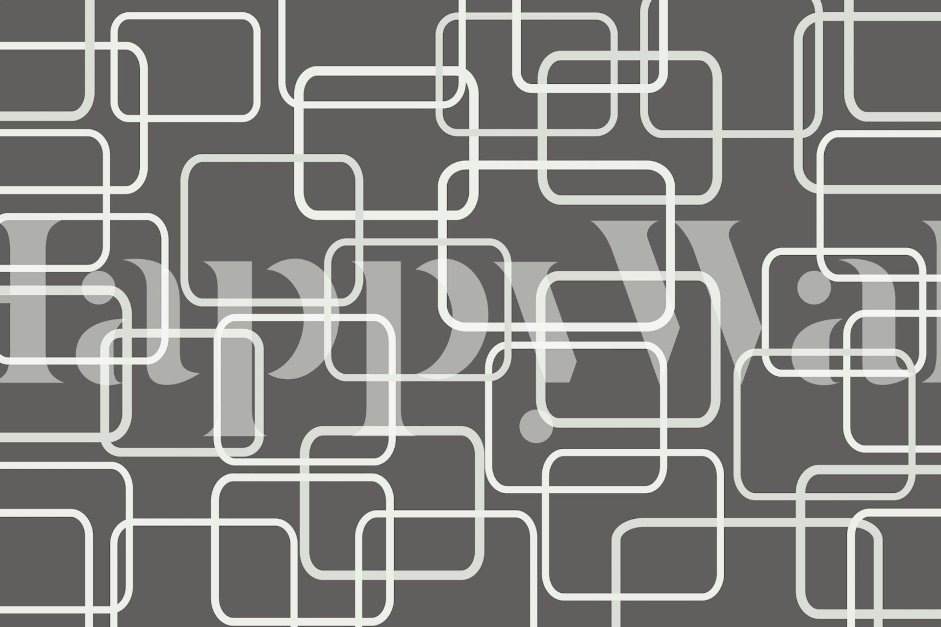 Mid century geometric pattern in white on charcoal gray wallpaper