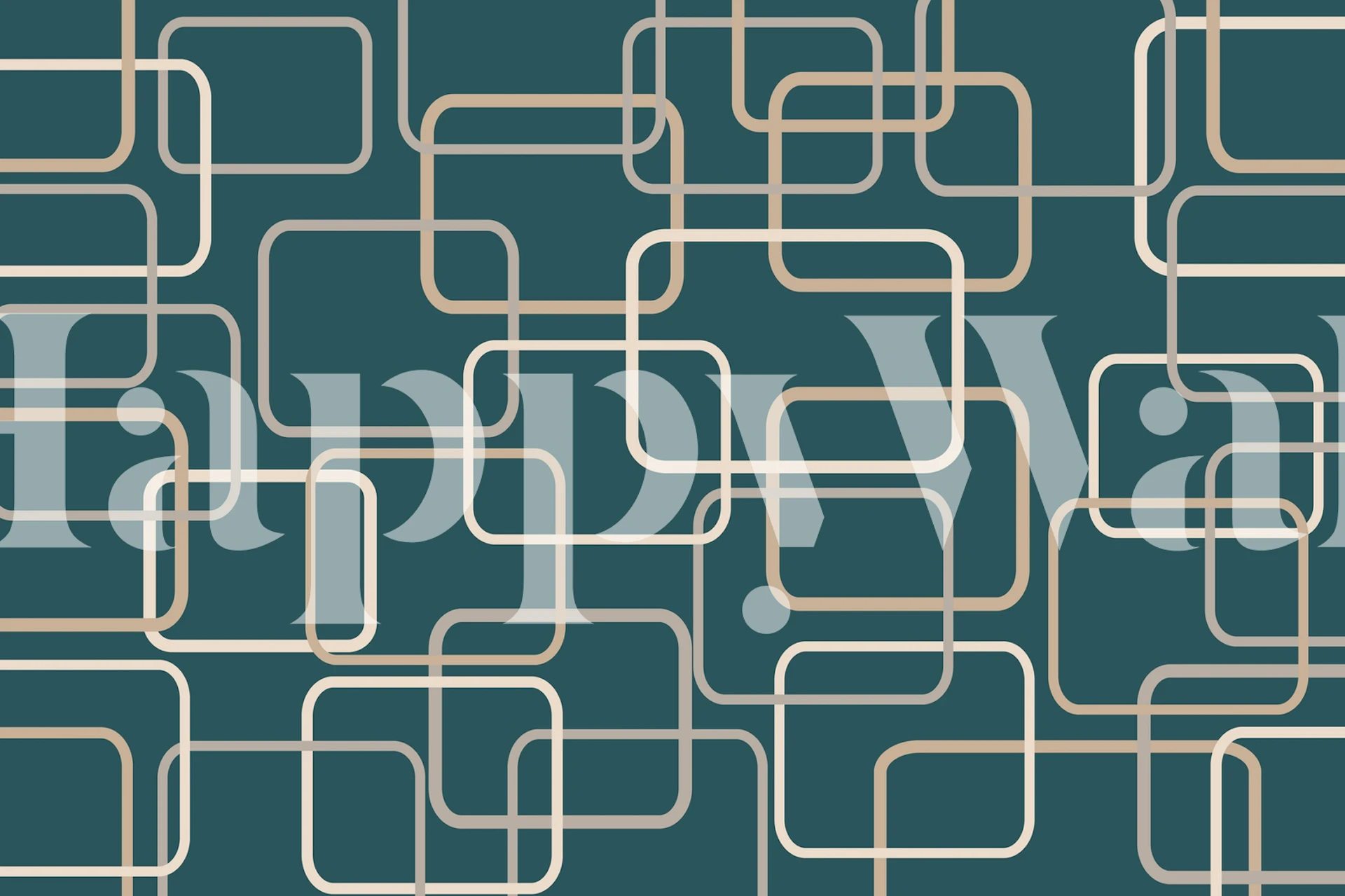 Geometric pattern with cream frames on teal background wallpaper