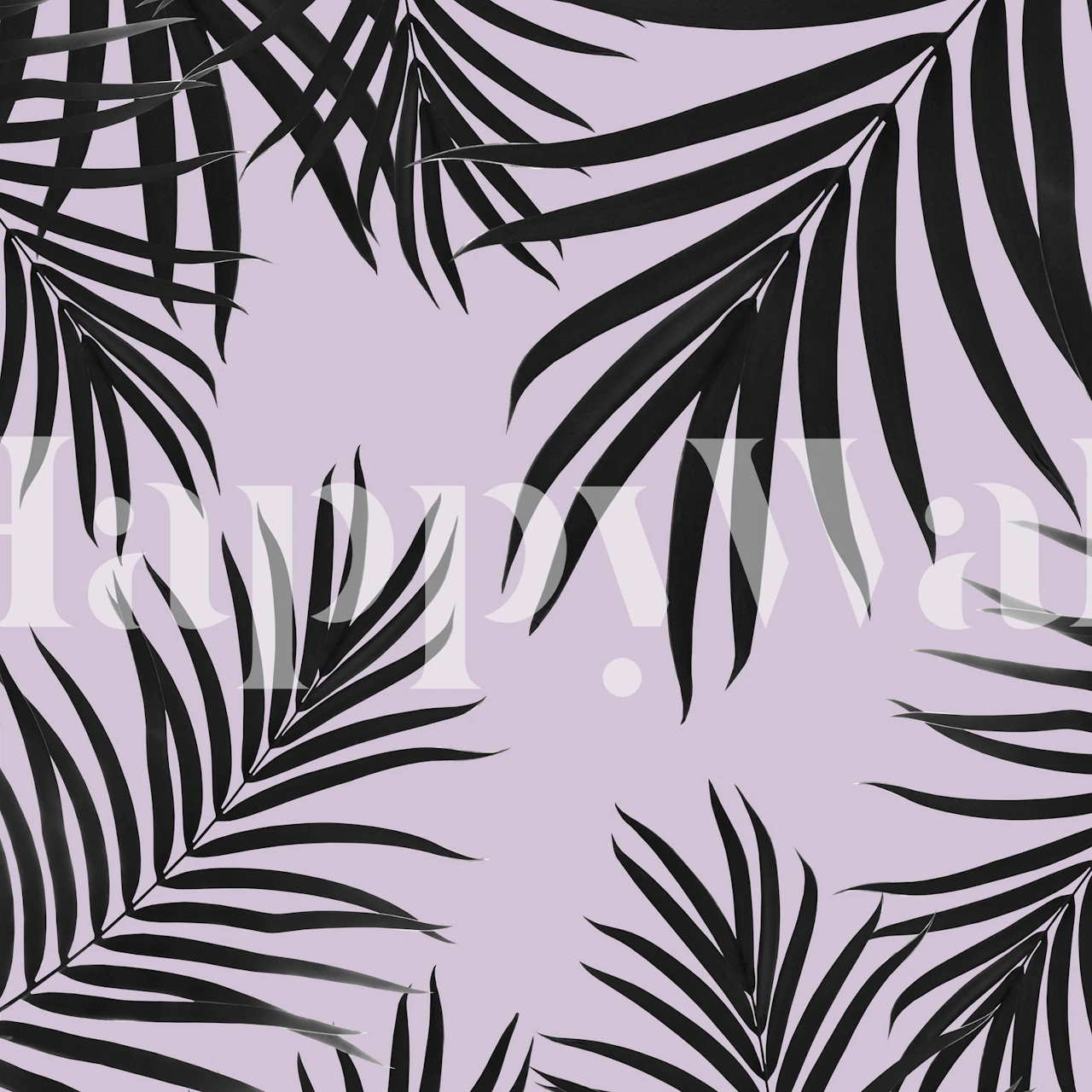 Stylized black palm leaf patterns on a pale background wall mural