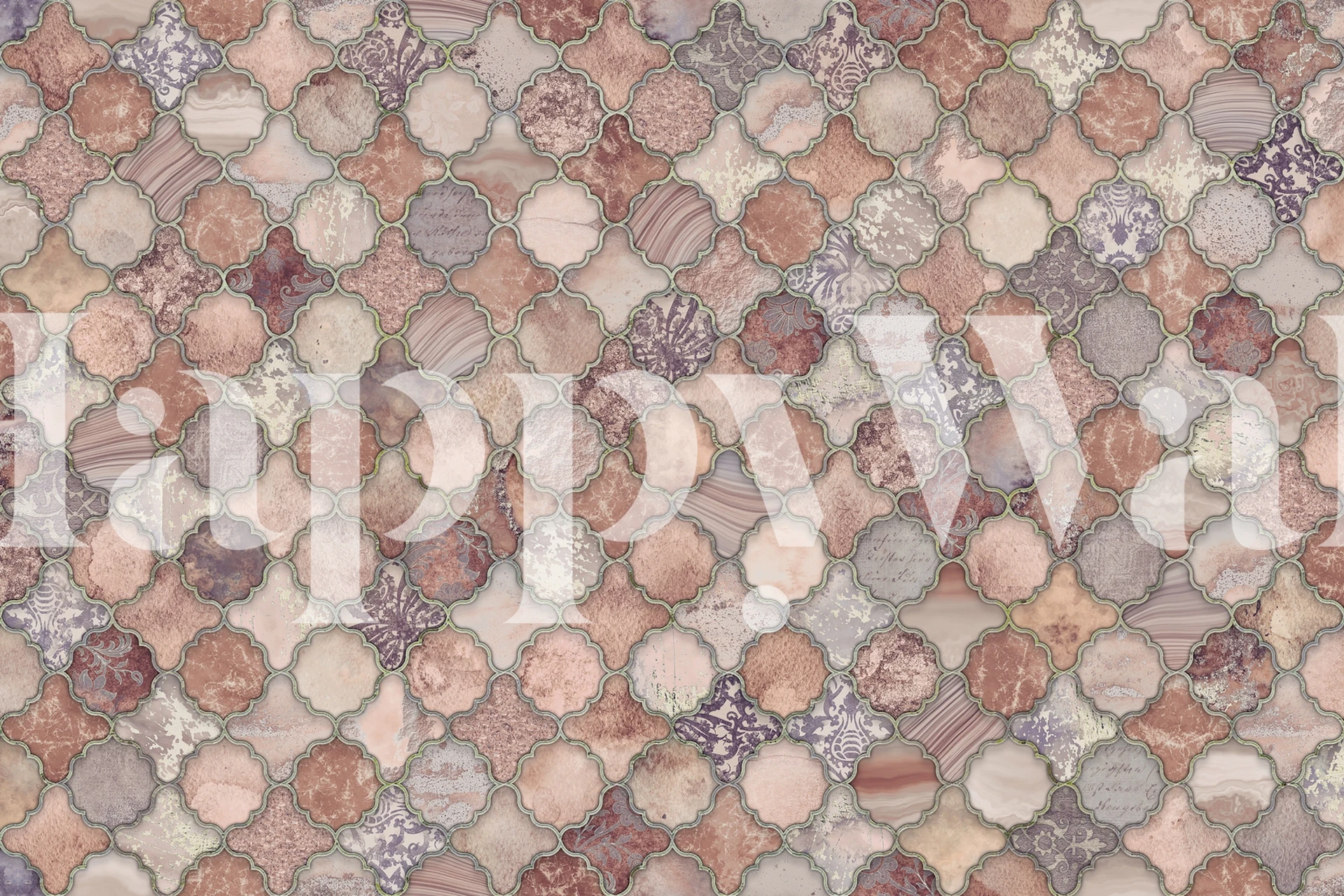 Moroccan Tiles Salmon Pastels huoneessa