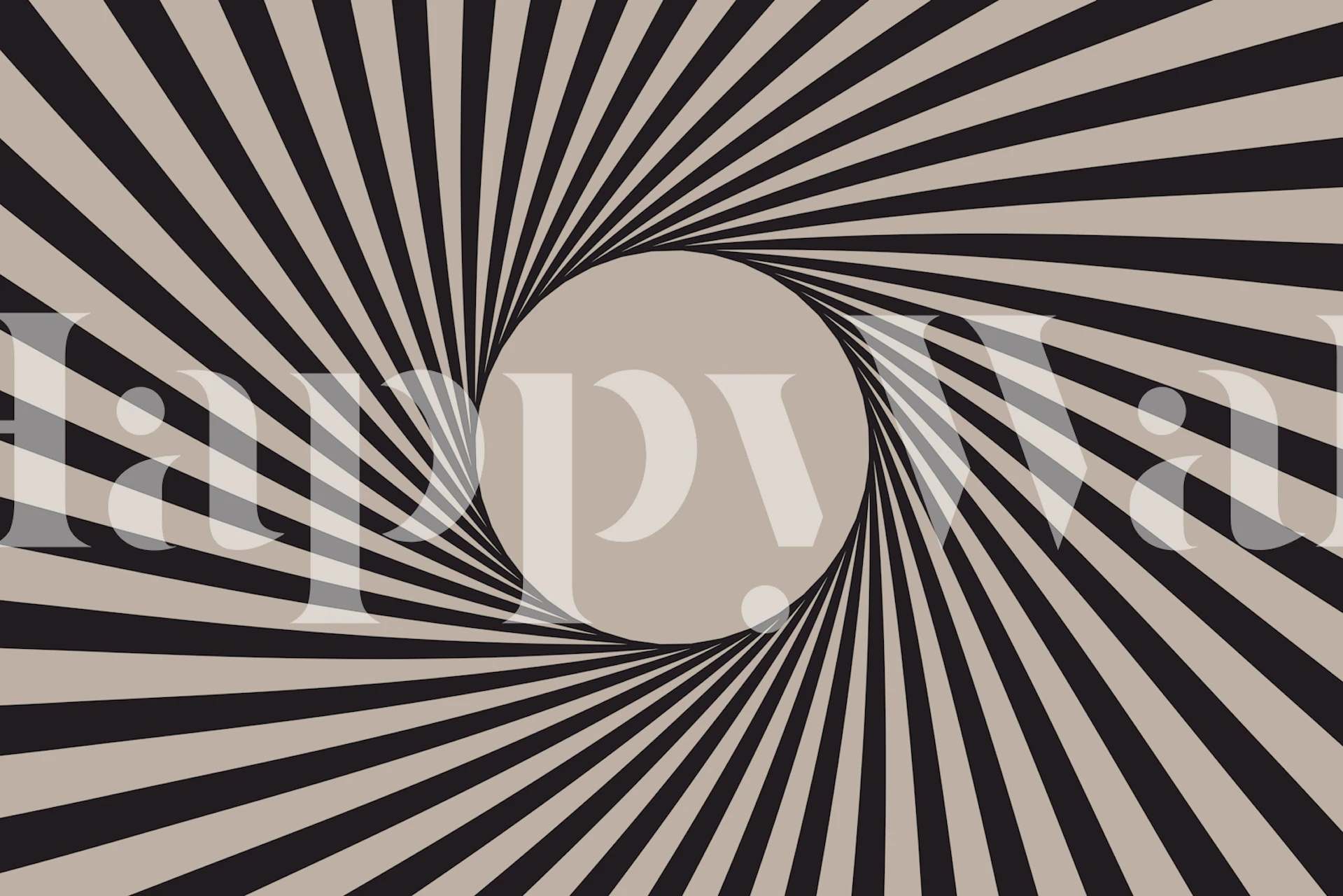 Black and beige swirl pattern with a central circular design wallpaper