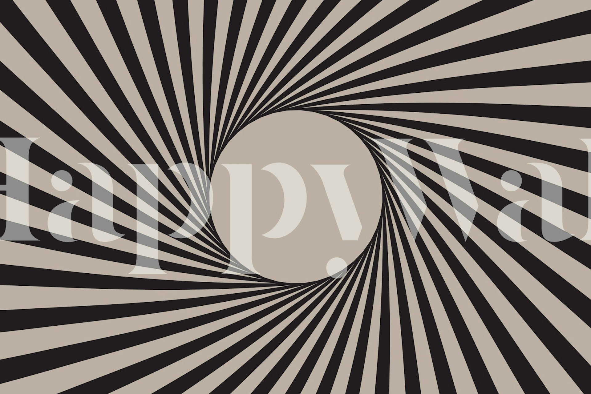 Black and beige swirl pattern with a central circular design wallpaper