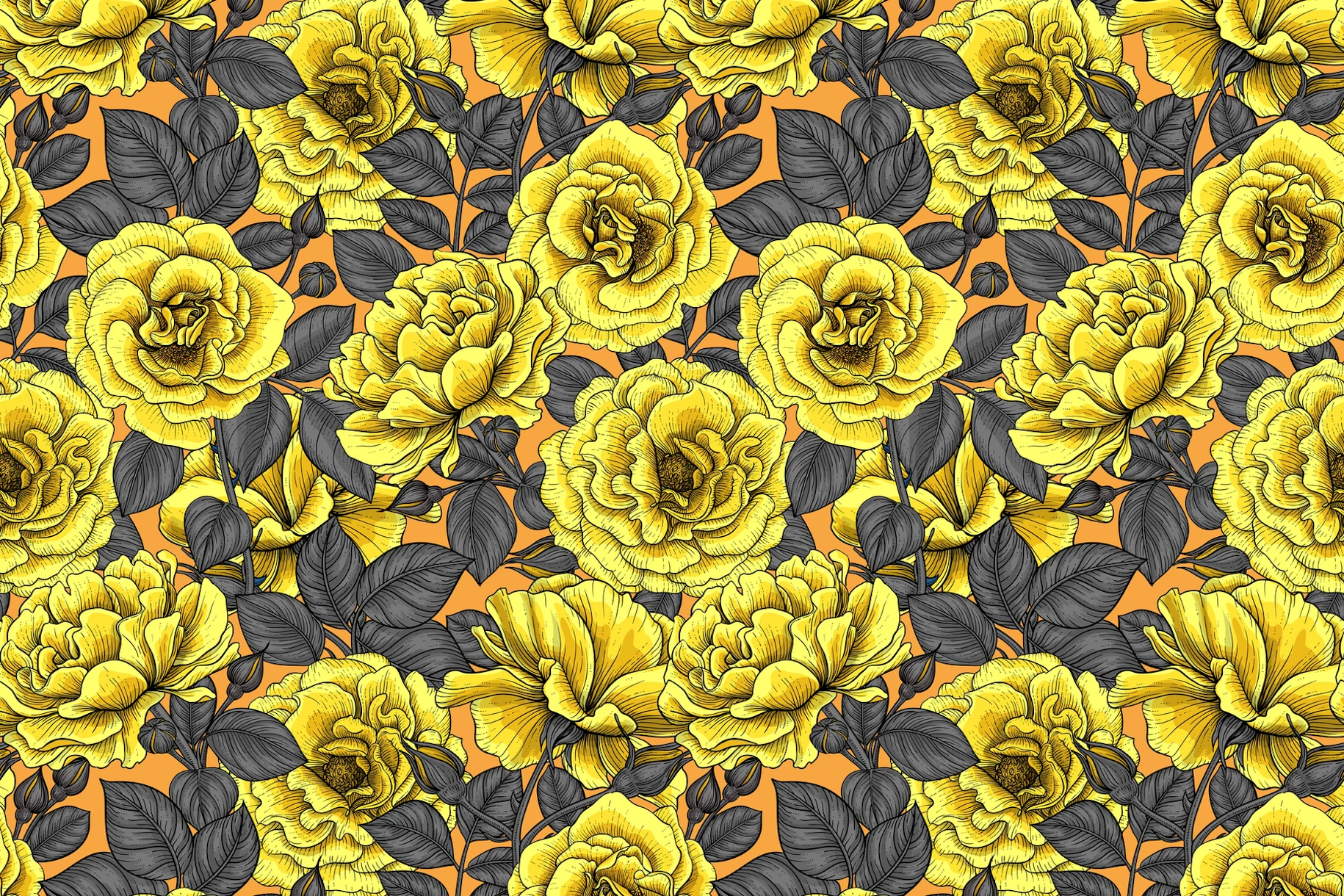 Yellow roses wallpaper - Happywall