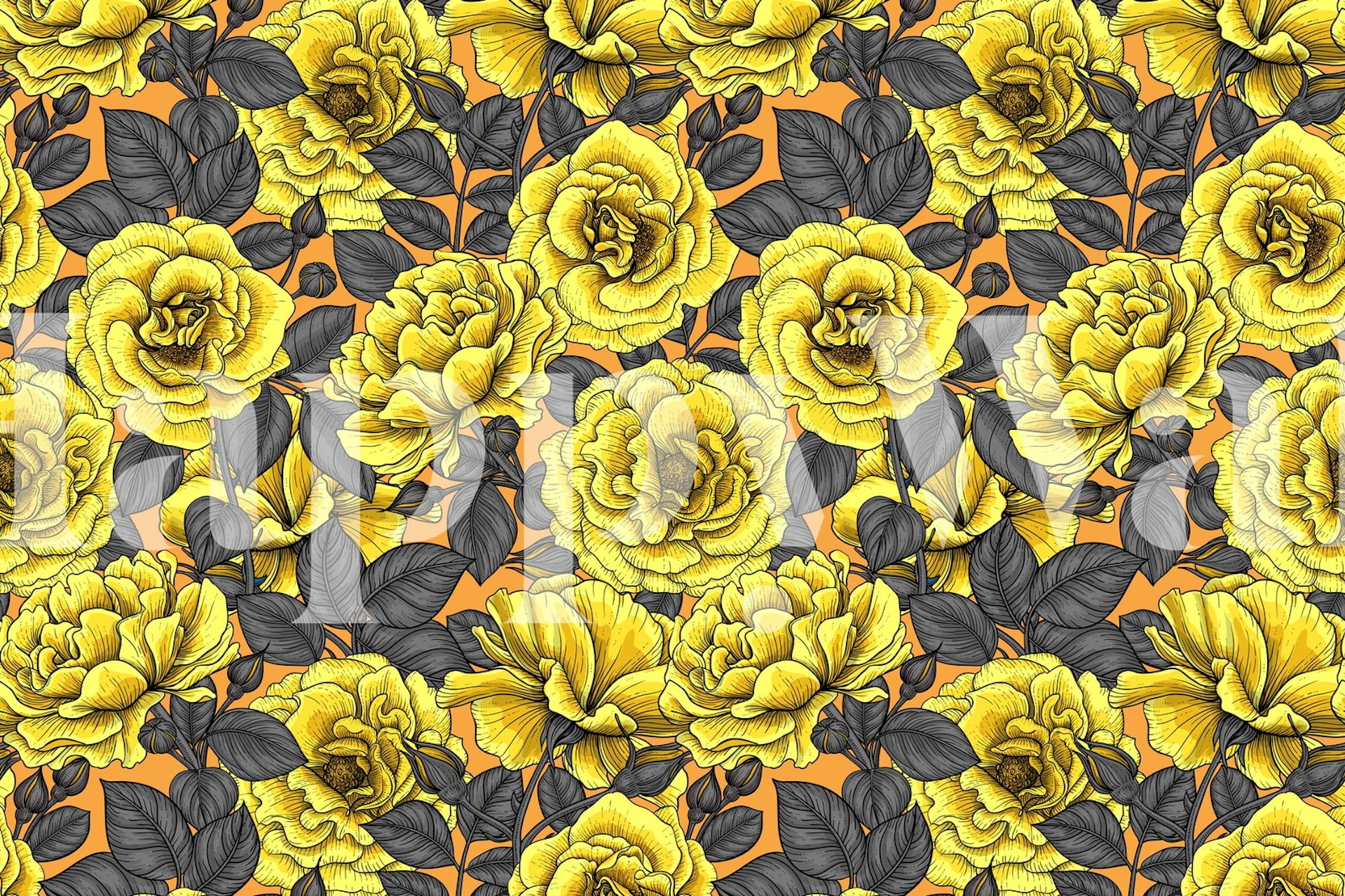 Papier peint Yellow roses dans une chambre