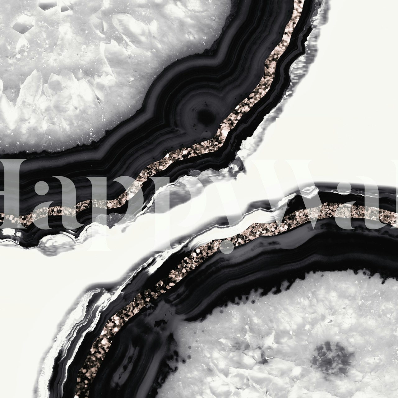 Black and gold agate pattern wallpaper with glitter accents