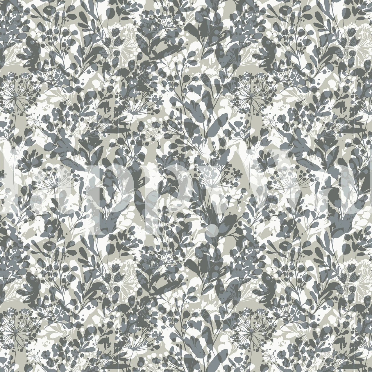 Floral patterns in gray tones wallpaper