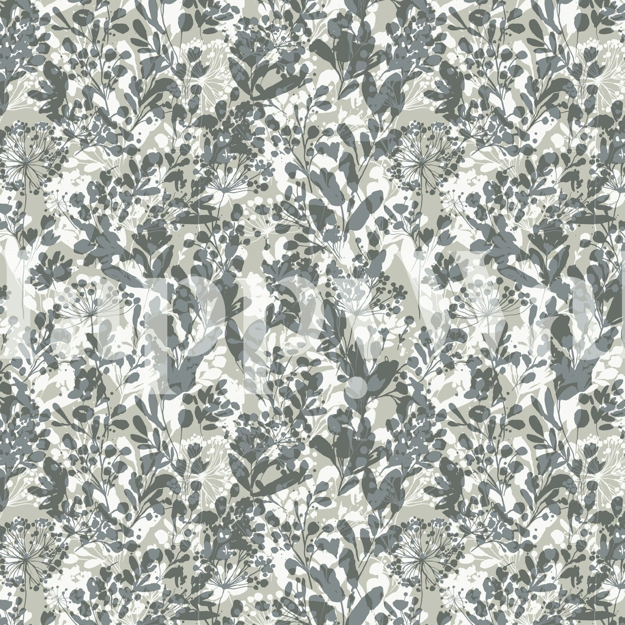 Ένα ήρεμο τοιχογραφία που απεικονίζει το Winter Wild Grasses σε αποχρώσεις του γκρι.