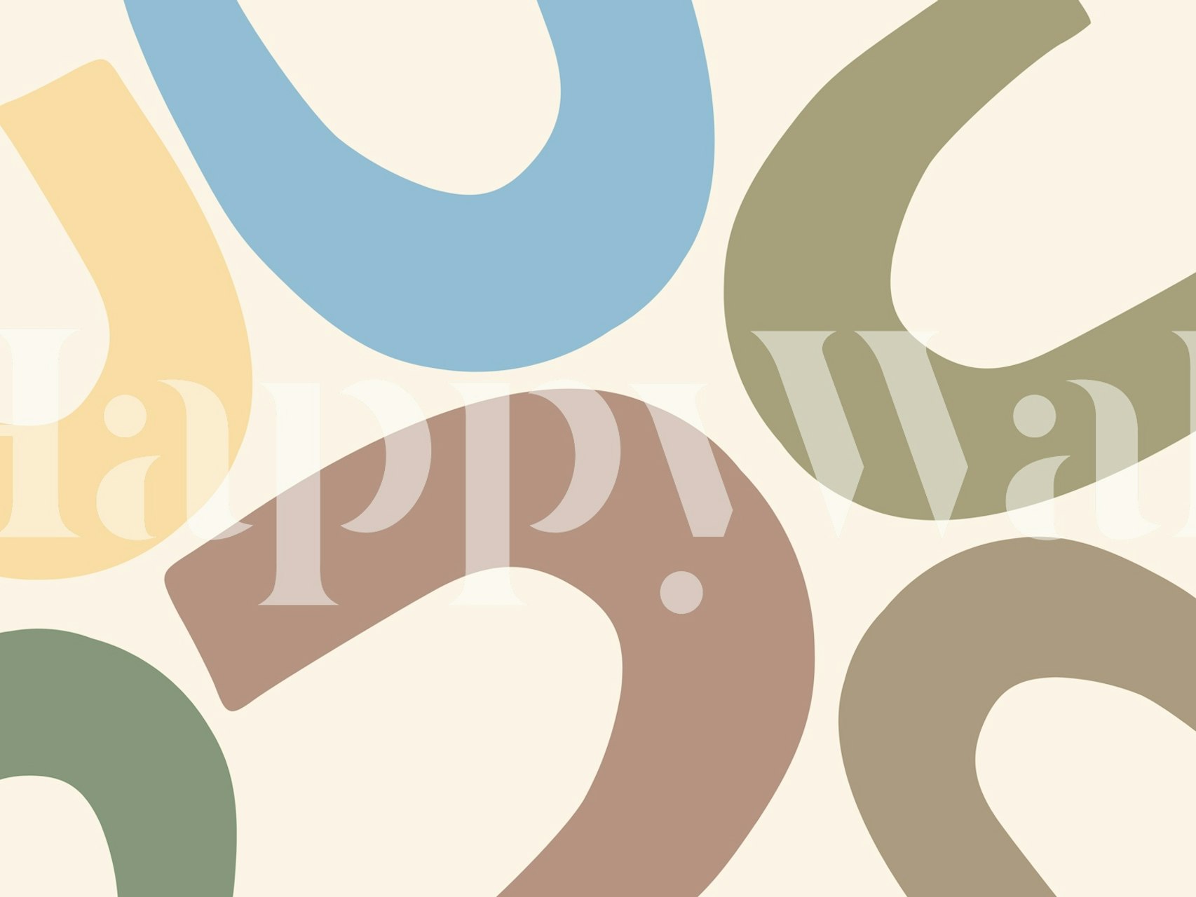 Abstract shapes in pastel rainbow colors on a beige background wall mural