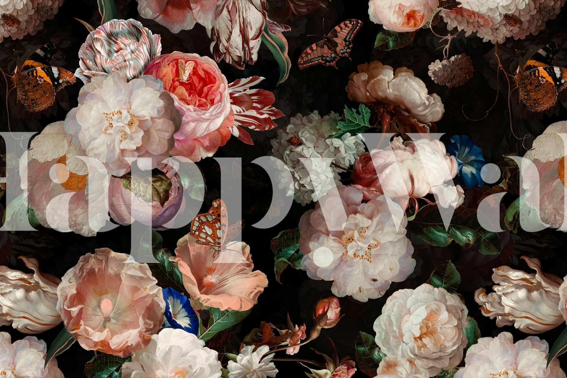 Peach Baroque Night Roses Garden tapetdesign