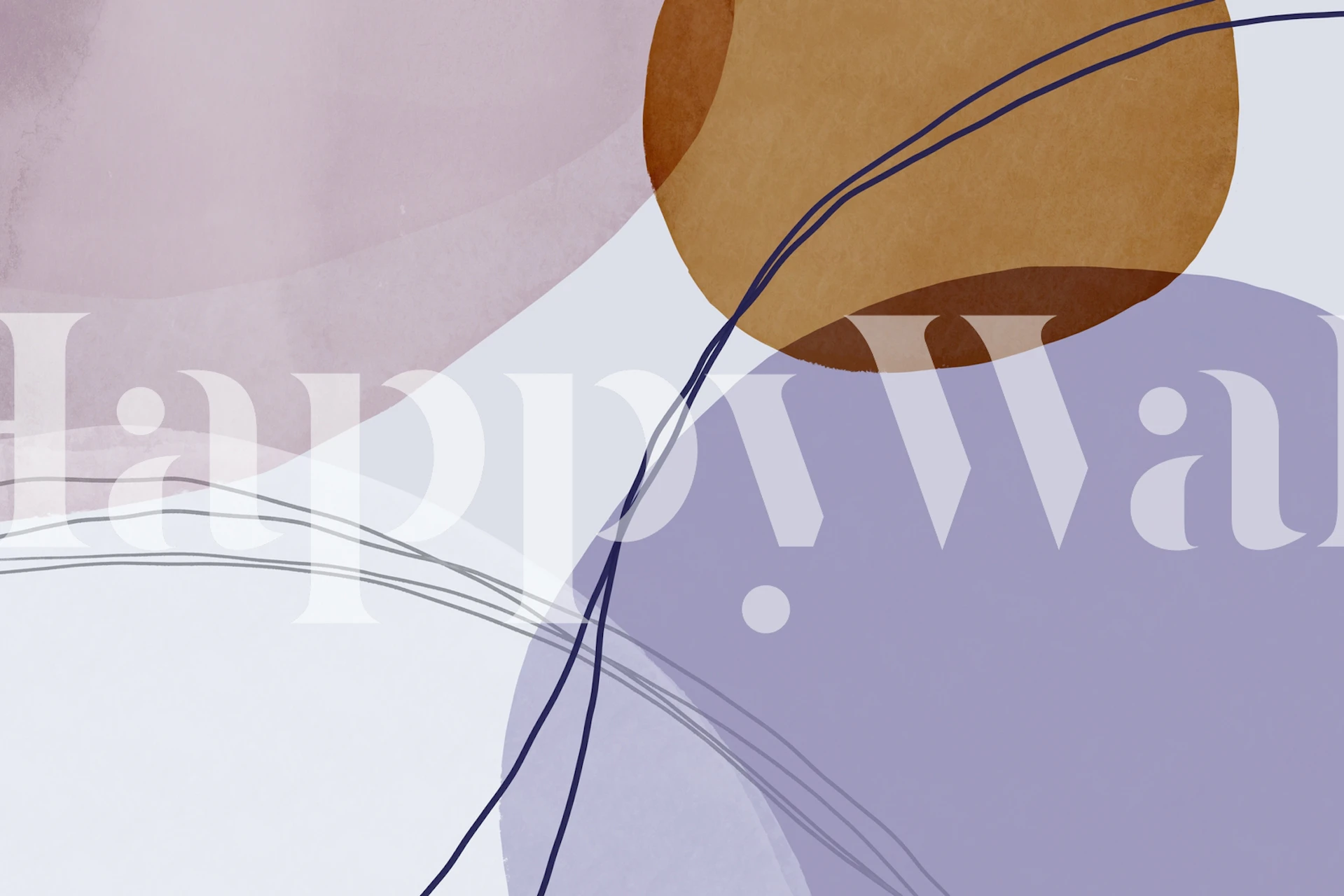 Abstract pastel shapes in lavender, cream, and brown colors wallpaper