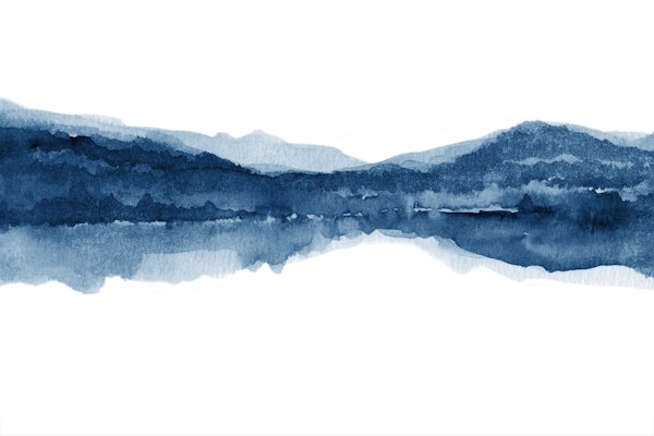 Watercolor landscape Blue II