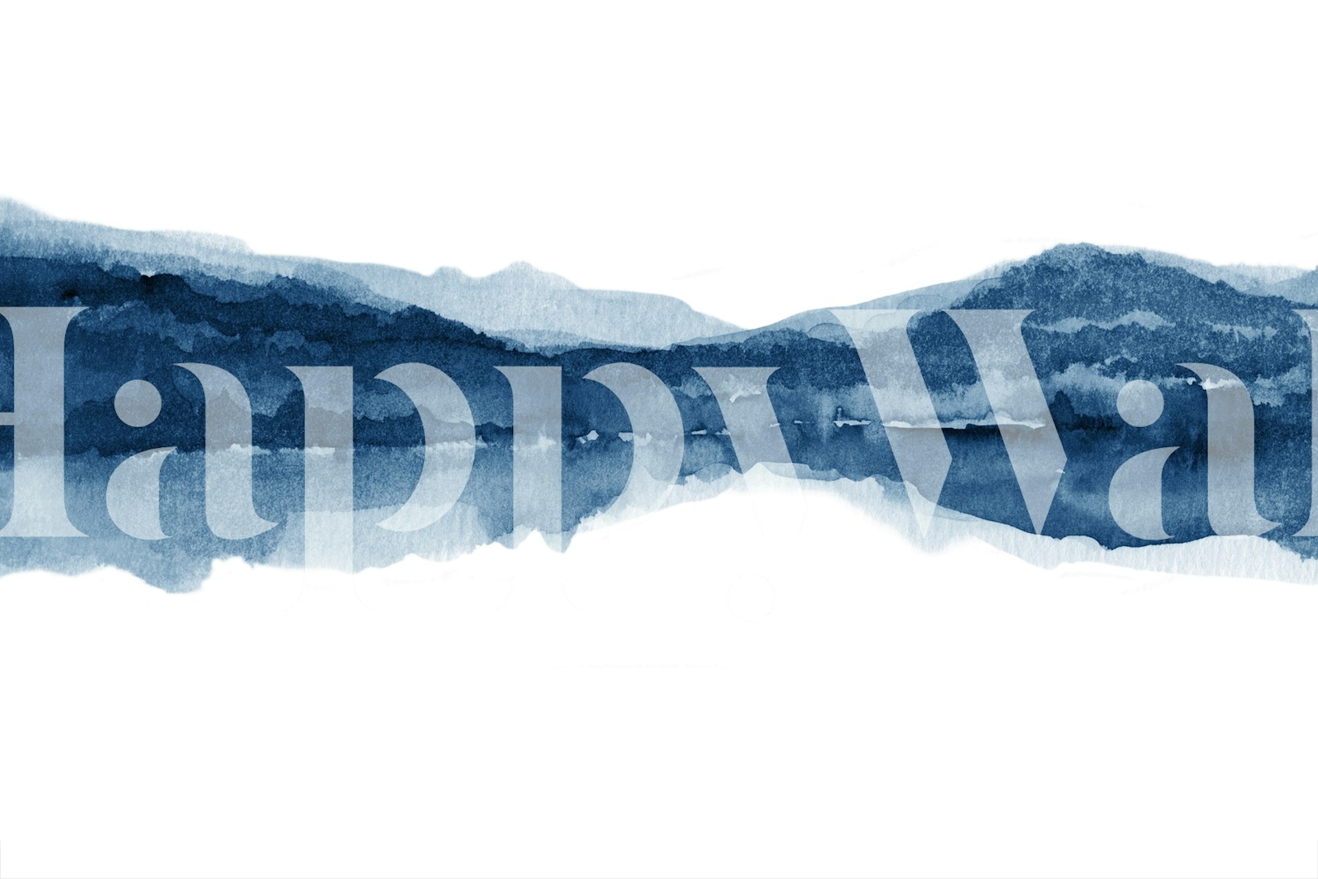 Papel de parede de paisagem em aquarela em um quarto